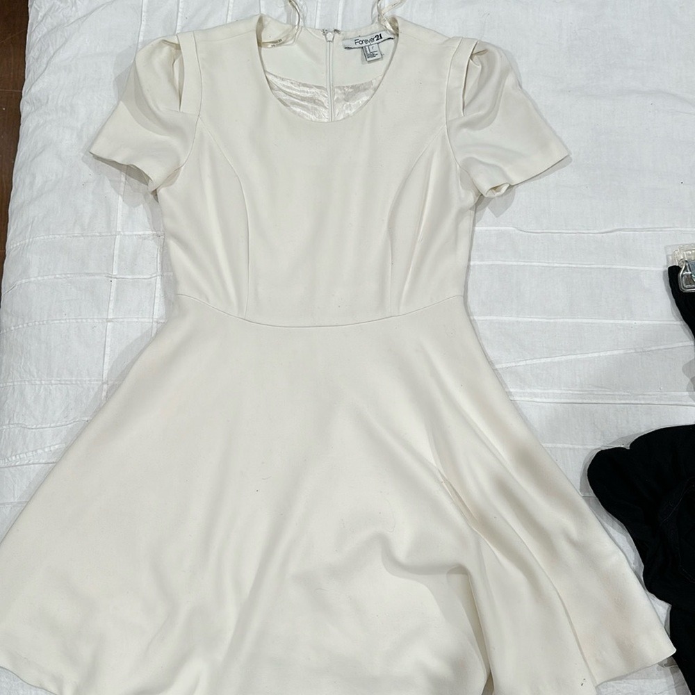 White dress, fitted and flowy